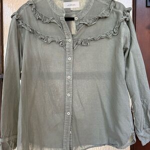 The Great Ruffle Detail Green Women's Top